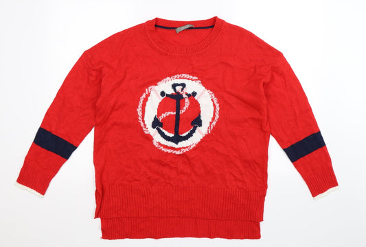Oasis Womens Red  Knit Pullover Jumper Size S  - o