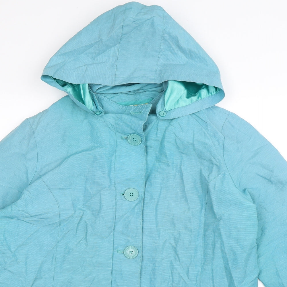 Womens UK Size 12 Per Una Blue Rain Coat