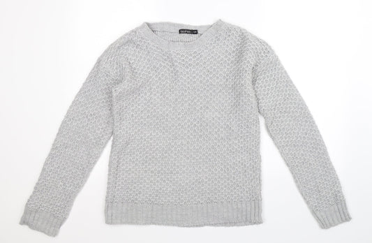 Boohoo Womens Grey  Knit Pullover Jumper Size M