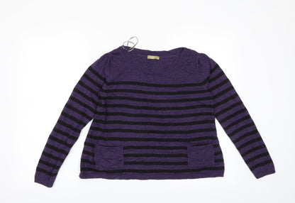 Tu Womens Purple Striped  Pullover Jumper Size 10