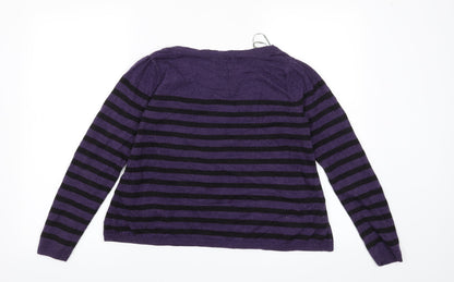 Tu Womens Purple Striped  Pullover Jumper Size 10