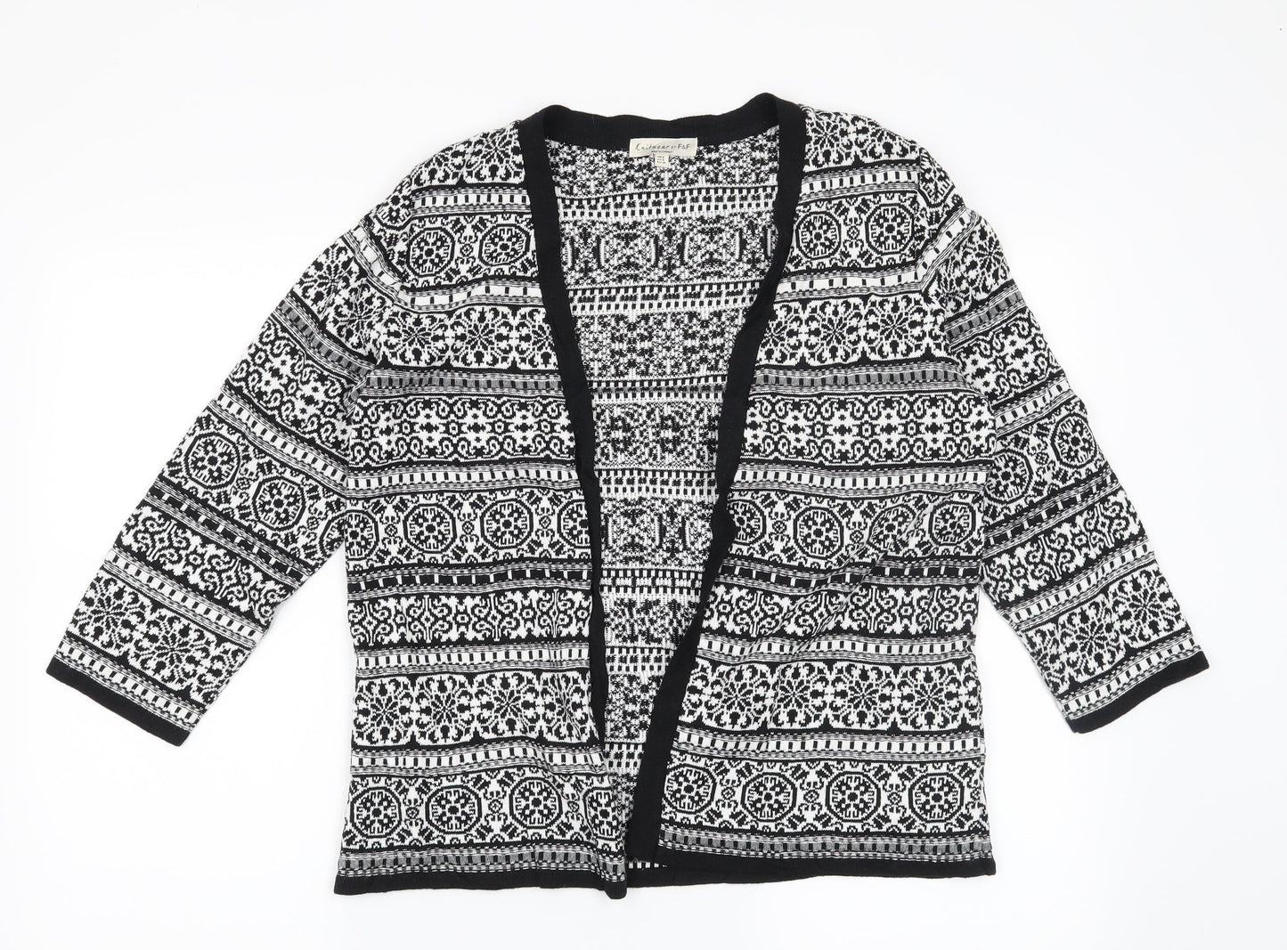 F&F Womens Black Geometric  Cardigan Jumper Size 8