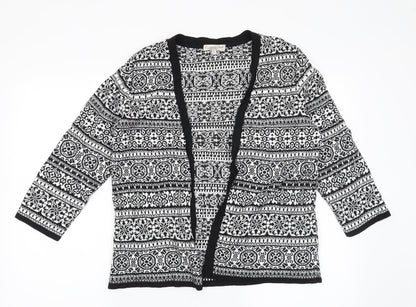 F&F Womens Black Geometric  Cardigan Jumper Size 8