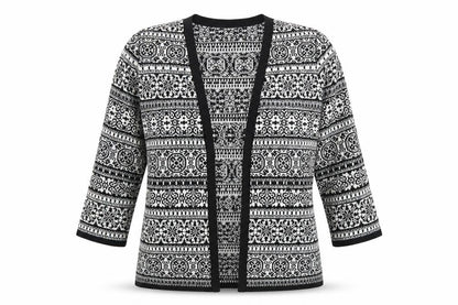 F&F Womens Black Geometric  Cardigan Jumper Size 8