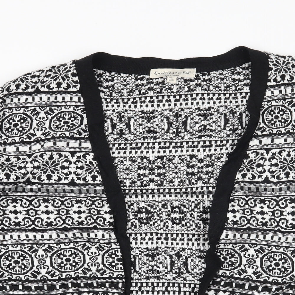 F&F Womens Black Geometric  Cardigan Jumper Size 8