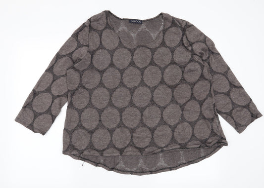 Saloos Womens Brown Geometric  Pullover Jumper Size 22