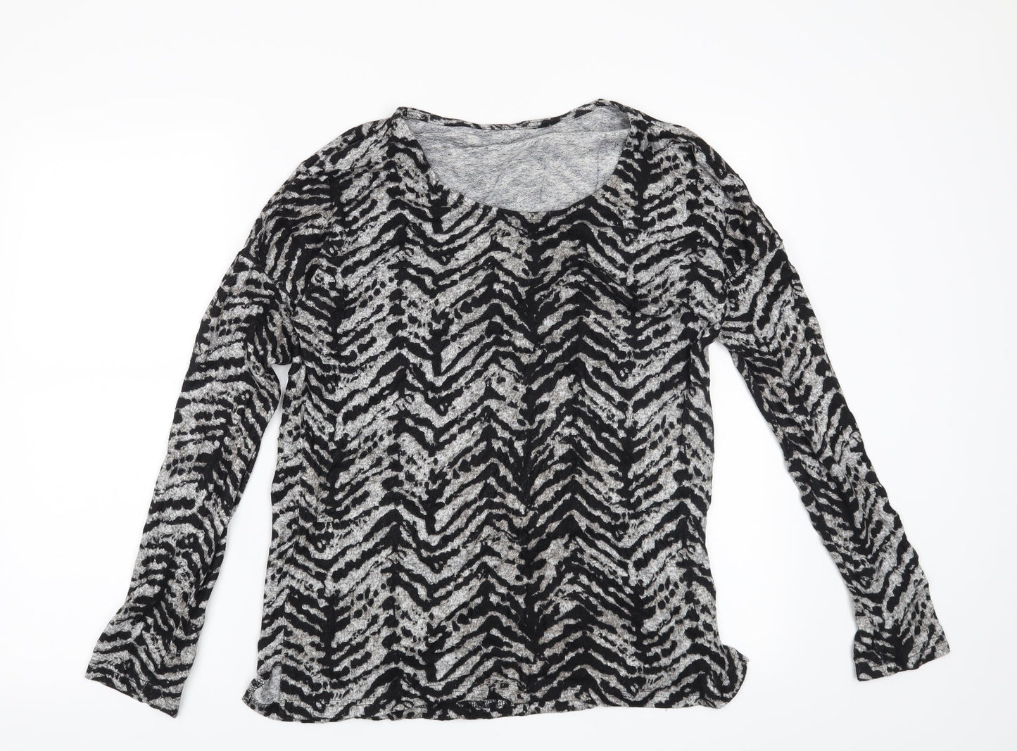 Peacocks Womens Grey Animal Print  Pullover Jumper Size 10