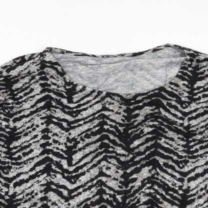 Peacocks Womens Grey Animal Print  Pullover Jumper Size 10