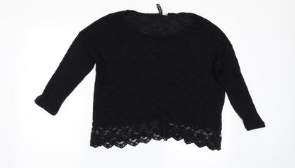 H&M Womens Black Floral  Pullover Jumper Size S