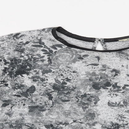 Oasis Womens Grey Floral  Pullover Sweatshirt Size XS
