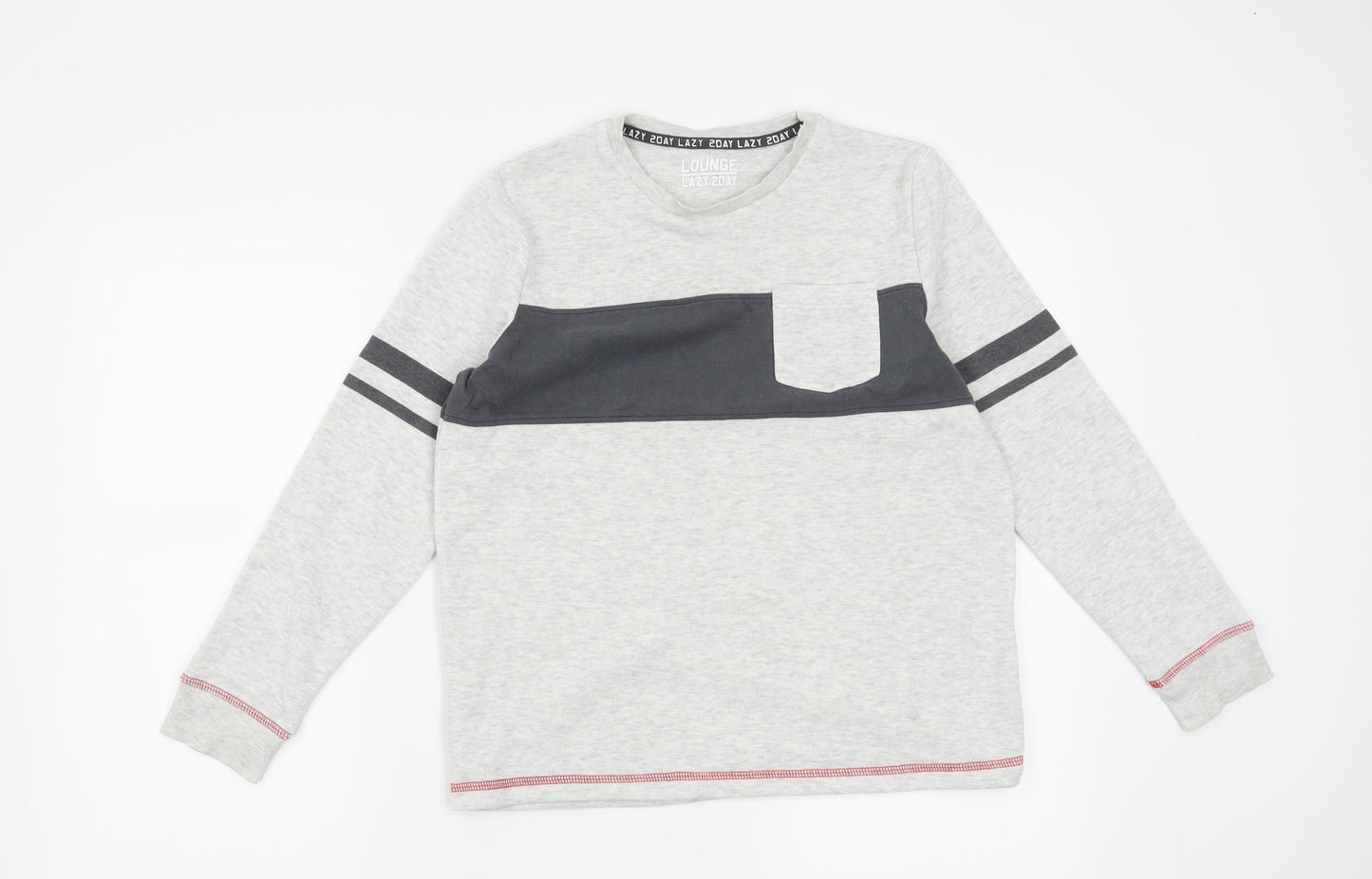 Marks and Spencer Boys Grey Striped  Pullover Sweatshirt Size 10-11 Years