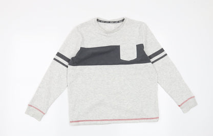 Marks and Spencer Boys Grey Striped  Pullover Sweatshirt Size 10-11 Years