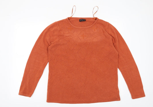 Anna Rose Womens Orange Geometric  Pullover Jumper Size XL