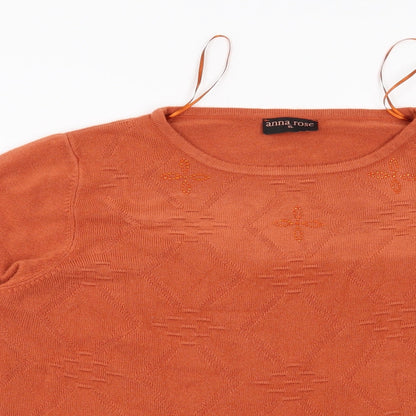 Anna Rose Womens Orange Geometric  Pullover Jumper Size XL