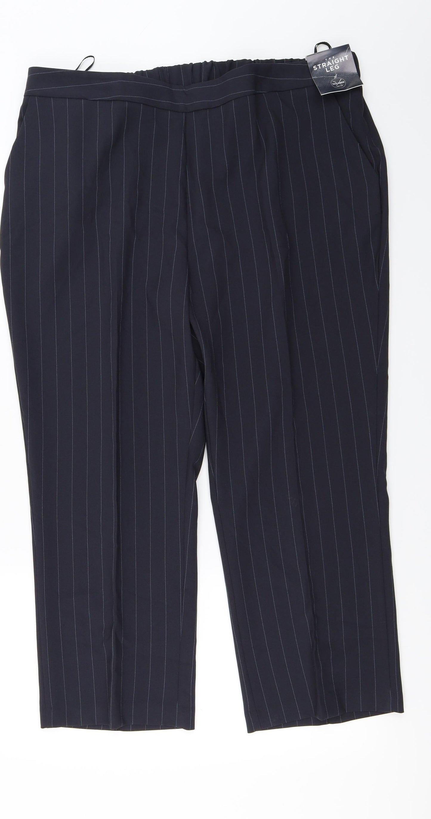 the straight leg Womens Black Striped  Trousers  Size 18 L26 in
