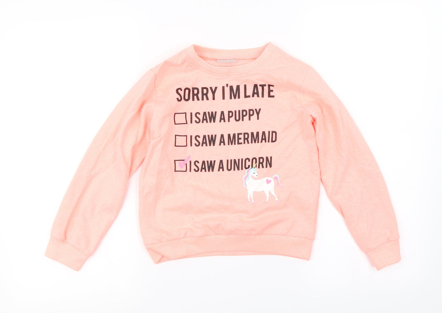 Preworn Girls Orange   Pullover Jumper Size 9 Years