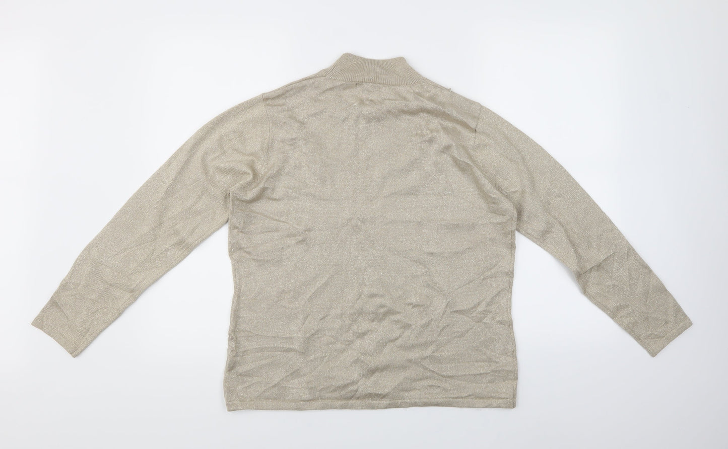 BM collection Womens Gold Floral  Pullover Jumper Size M  - Floral pearls on top right