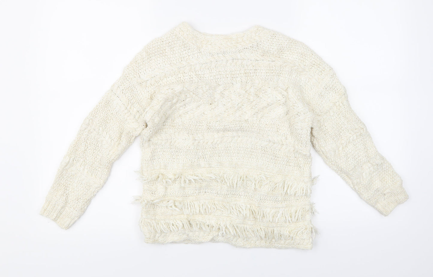 Outfit Kids Girls White Striped  Pullover Jumper Size 8 Years