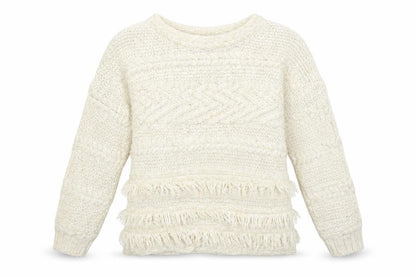 Outfit Kids Girls White Striped  Pullover Jumper Size 8 Years