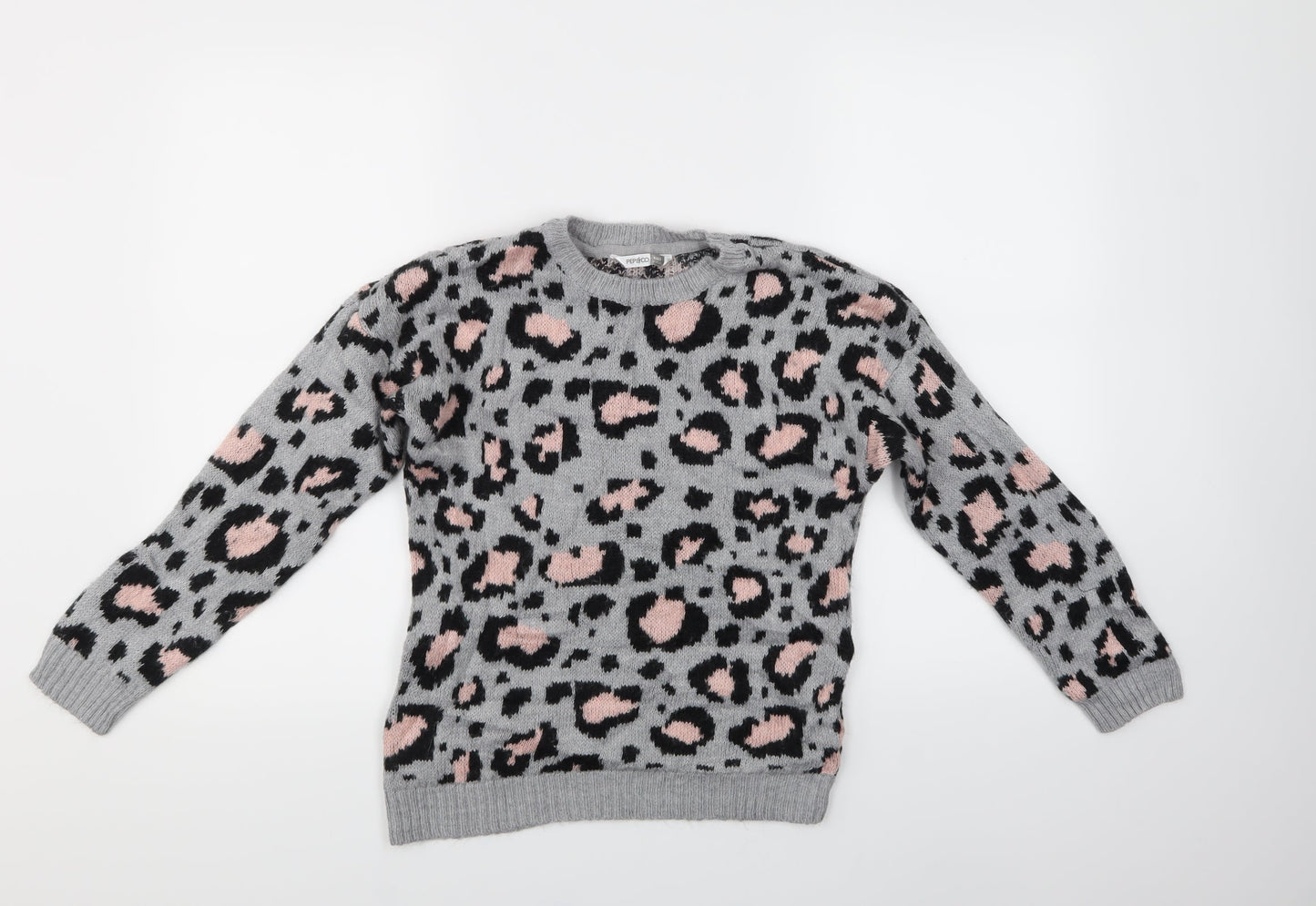 PEP & CO Girls Multicoloured Animal Print  Pullover Jumper Size 11-12 Years