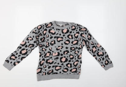 PEP & CO Girls Multicoloured Animal Print  Pullover Jumper Size 11-12 Years