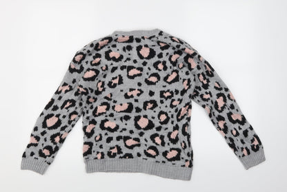 PEP & CO Girls Multicoloured Animal Print  Pullover Jumper Size 11-12 Years
