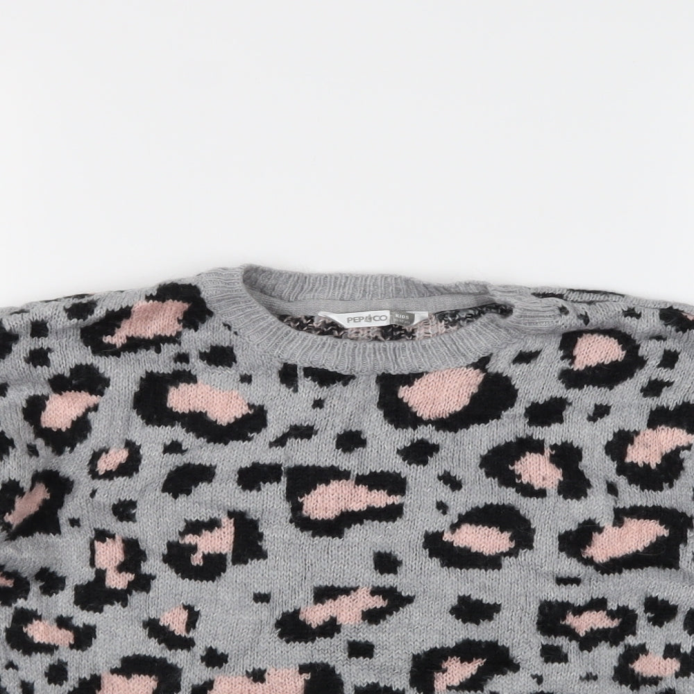 PEP & CO Girls Multicoloured Animal Print  Pullover Jumper Size 11-12 Years