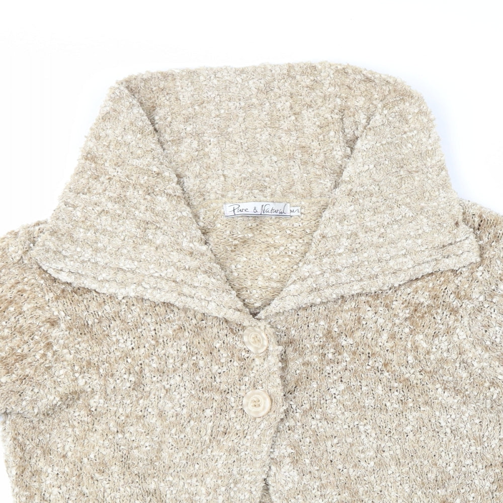 Pure & Natural Womens Beige   Cardigan Jumper Size M