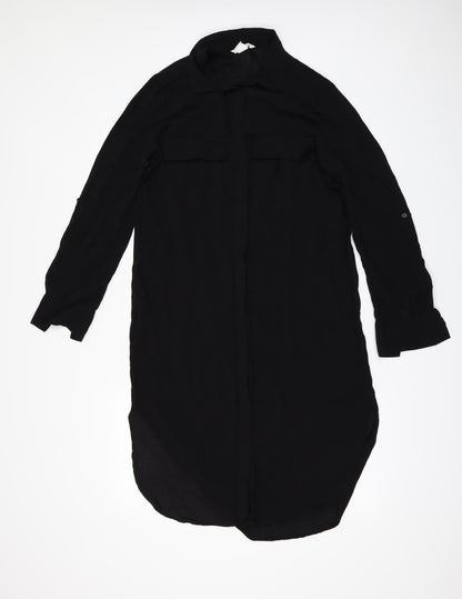 H&M Womens Black   Shirt Dress  Size 6