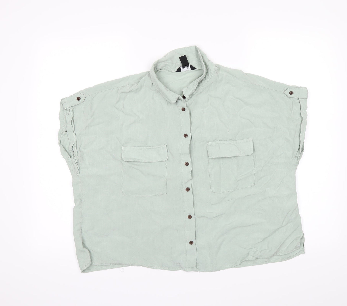 Womens UK Size 16 New Look Green Basic Button-Up