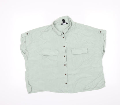 Womens UK Size 16 New Look Green Basic Button-Up
