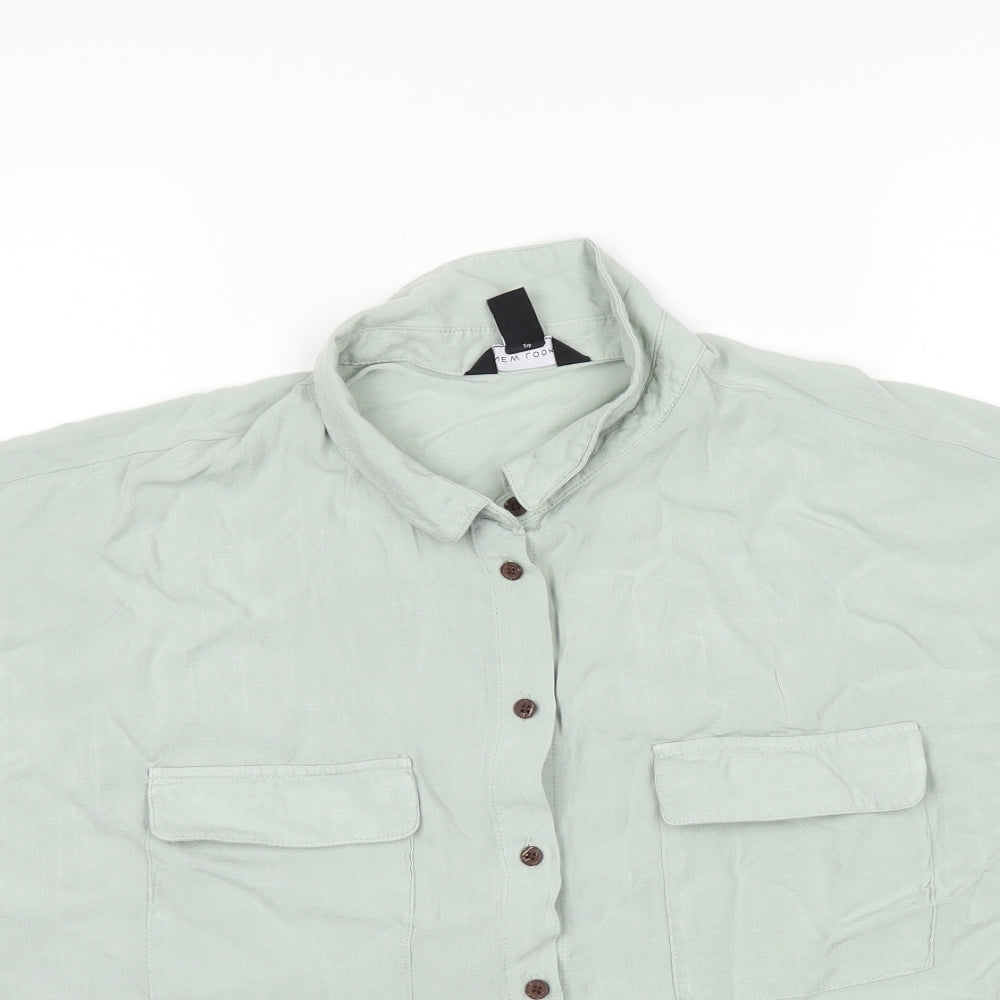 Womens UK Size 16 New Look Green Basic Button-Up