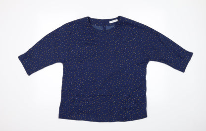 Atelier Womens Blue Polka Dot  Basic Blouse Size 10