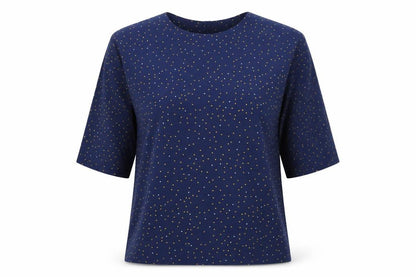 Atelier Womens Blue Polka Dot  Basic Blouse Size 10