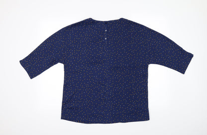Atelier Womens Blue Polka Dot  Basic Blouse Size 10