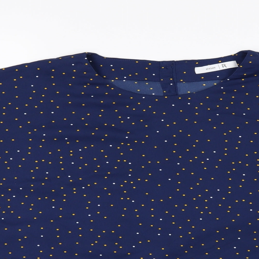 Atelier Womens Blue Polka Dot  Basic Blouse Size 10