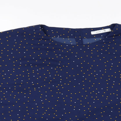 Atelier Womens Blue Polka Dot  Basic Blouse Size 10