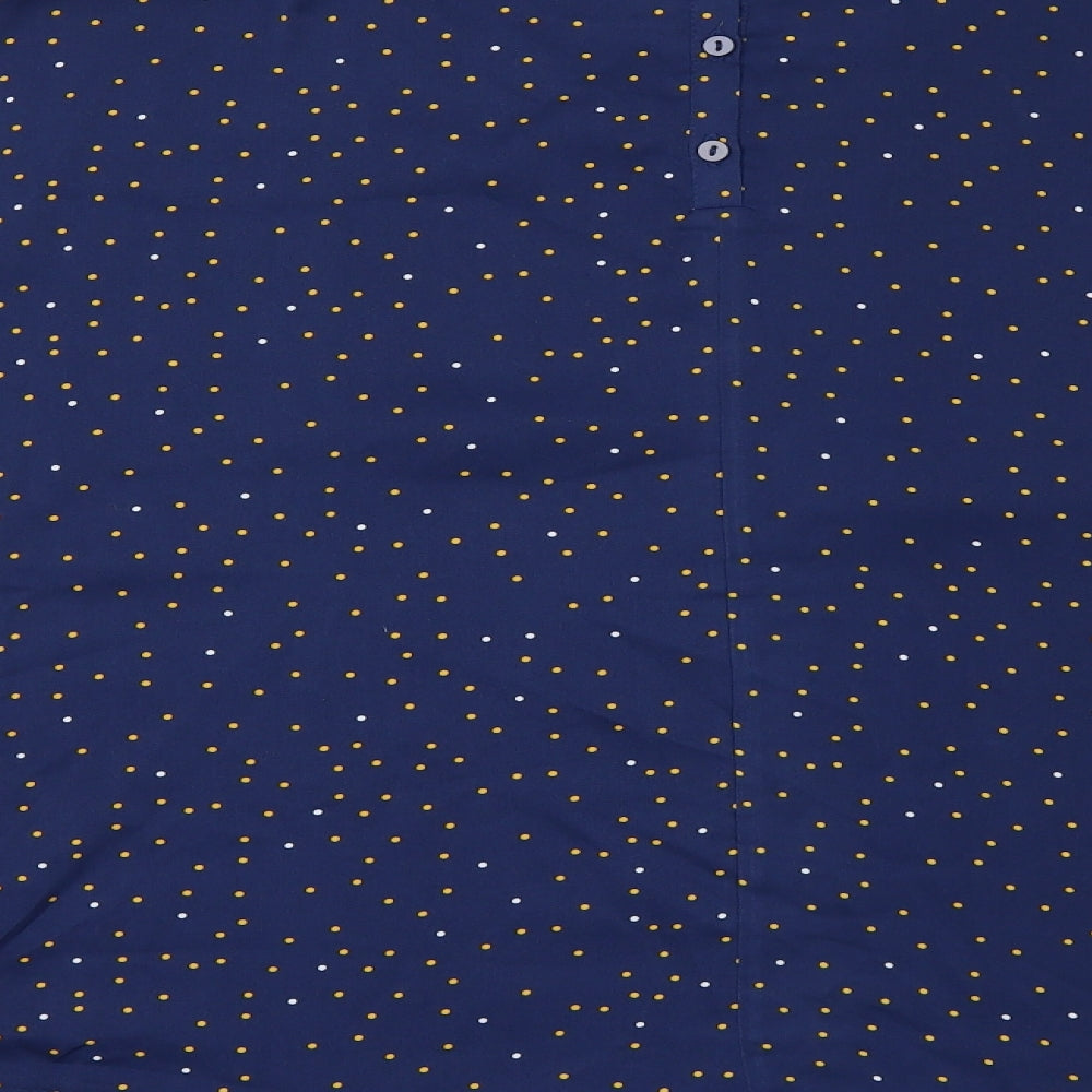 Atelier Womens Blue Polka Dot  Basic Blouse Size 10