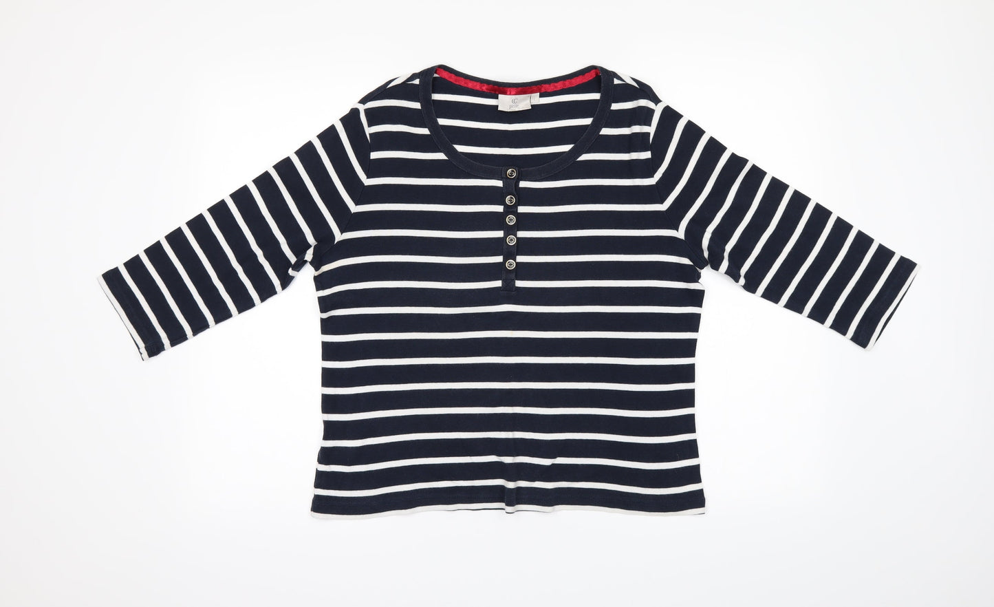 Preworn Womens Blue Striped  Basic Blouse Size L