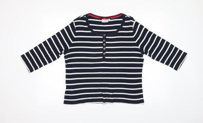 Preworn Womens Blue Striped  Basic Blouse Size L