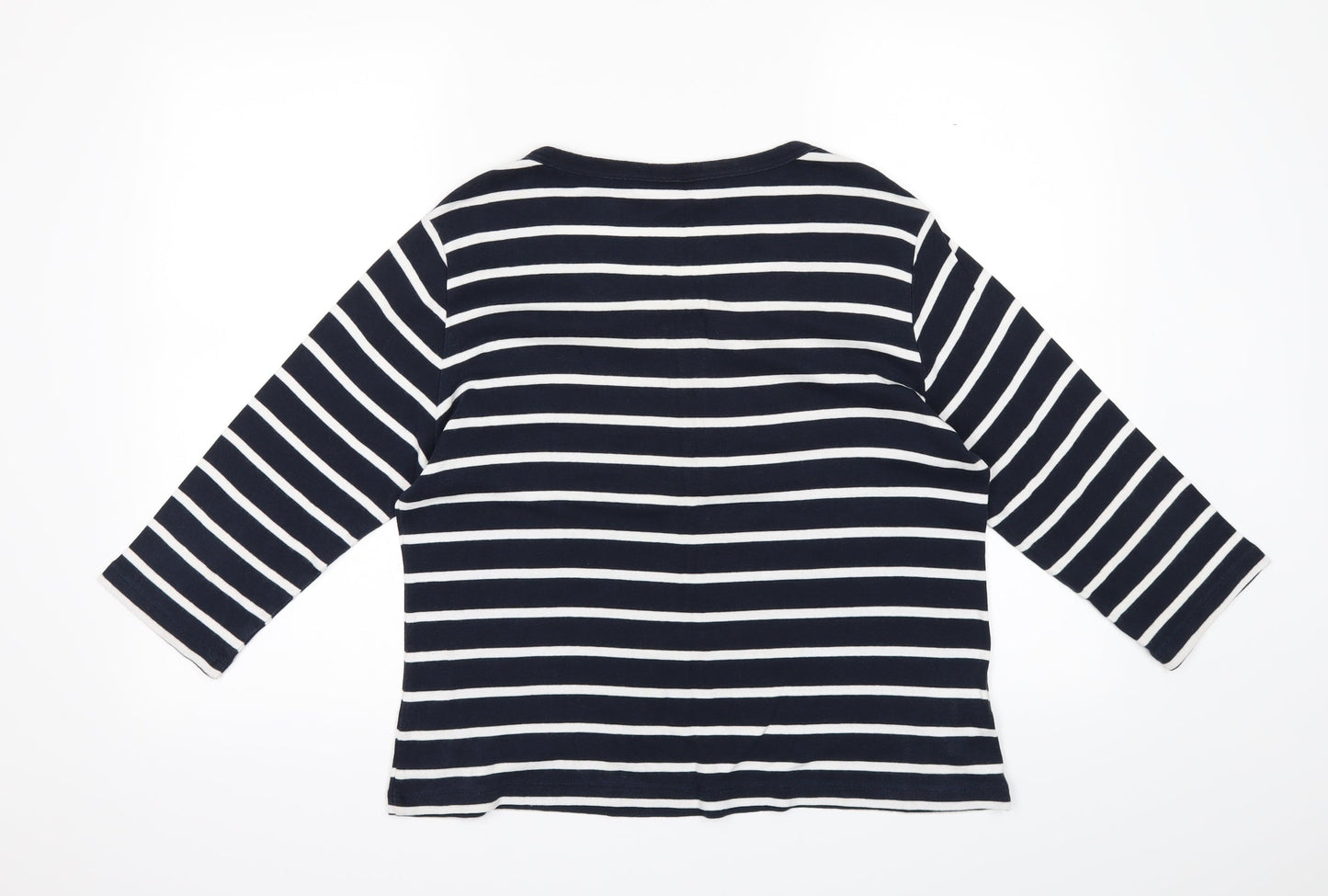 Preworn Womens Blue Striped  Basic Blouse Size L