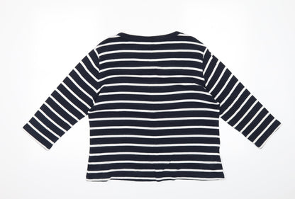 Preworn Womens Blue Striped  Basic Blouse Size L