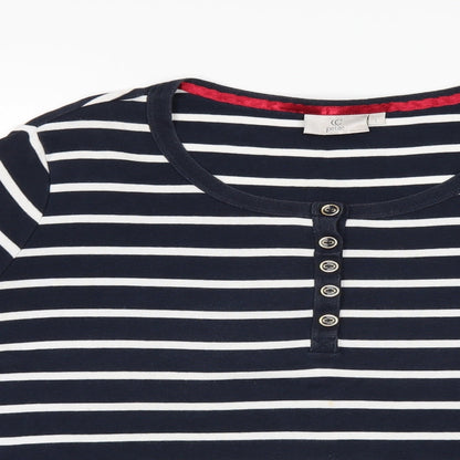 Preworn Womens Blue Striped  Basic Blouse Size L