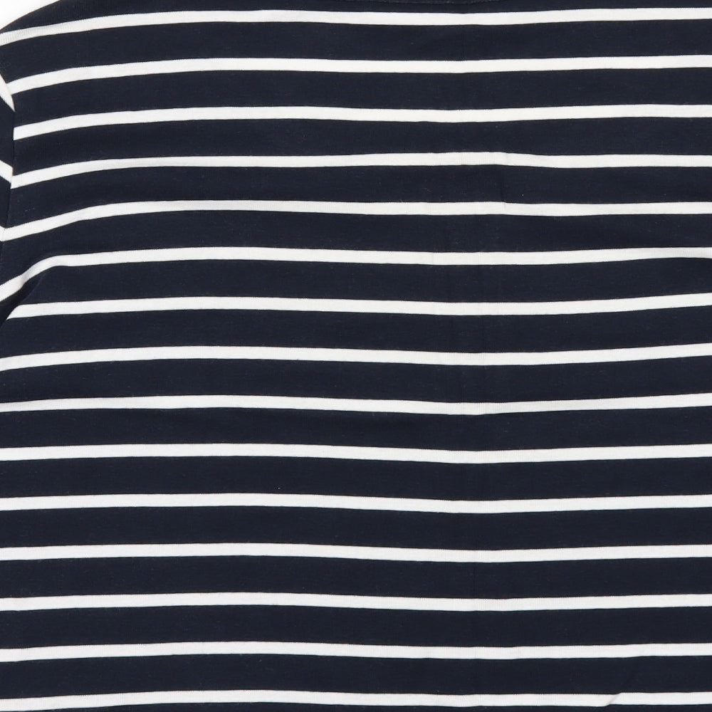 Preworn Womens Blue Striped  Basic Blouse Size L