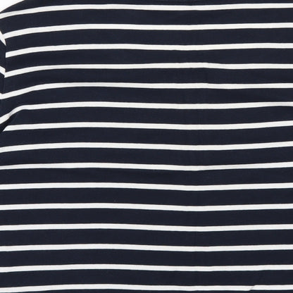Preworn Womens Blue Striped  Basic Blouse Size L