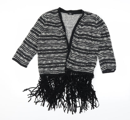 F&F Womens Black Striped  Cardigan Jumper Size 12