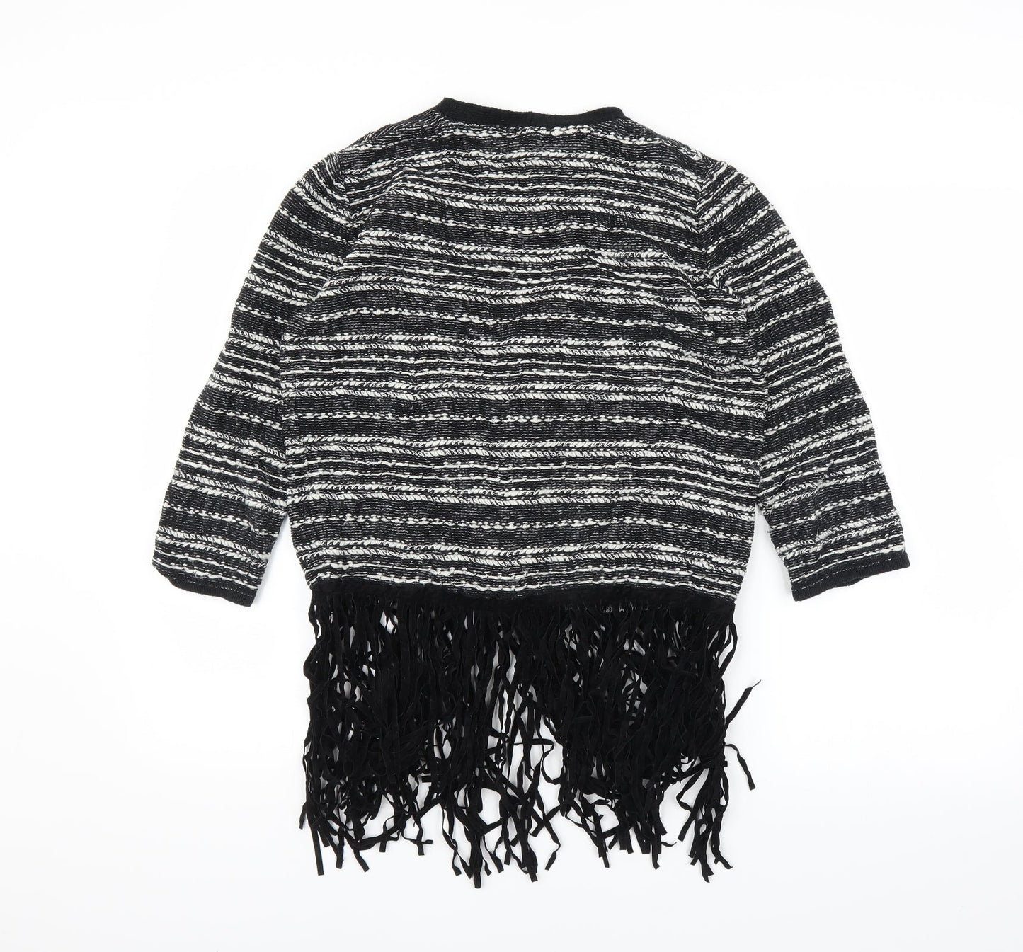F&F Womens Black Striped  Cardigan Jumper Size 12