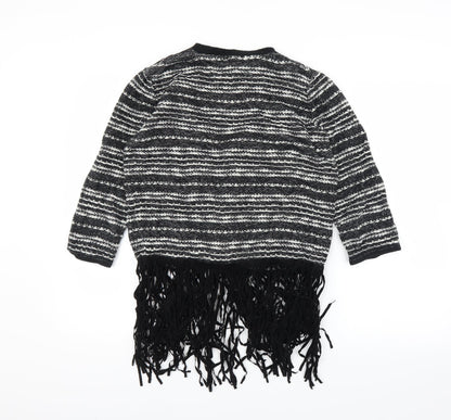 F&F Womens Black Striped  Cardigan Jumper Size 12