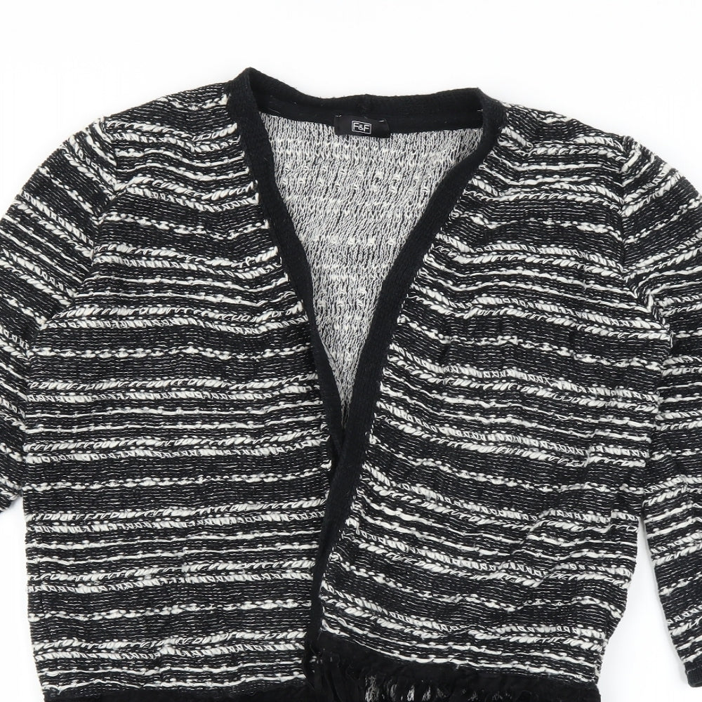 F&F Womens Black Striped  Cardigan Jumper Size 12