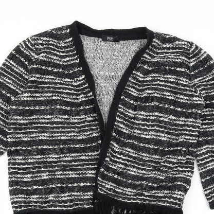 F&F Womens Black Striped  Cardigan Jumper Size 12